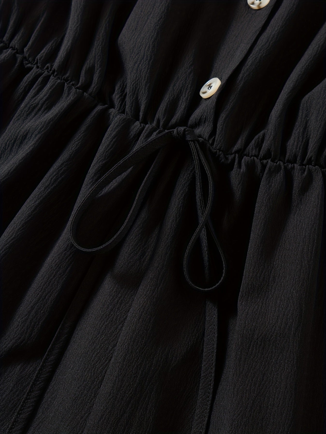 Casual Button Front Jumpsuit Drawstring Waist