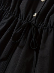 Casual Button Front Jumpsuit Drawstring Waist