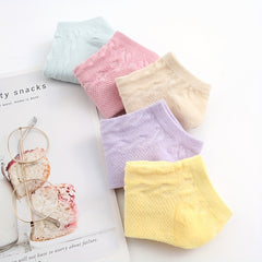 5 Pairs Kids Short Socks, Breathable & Comfortable Students Socks for Summer