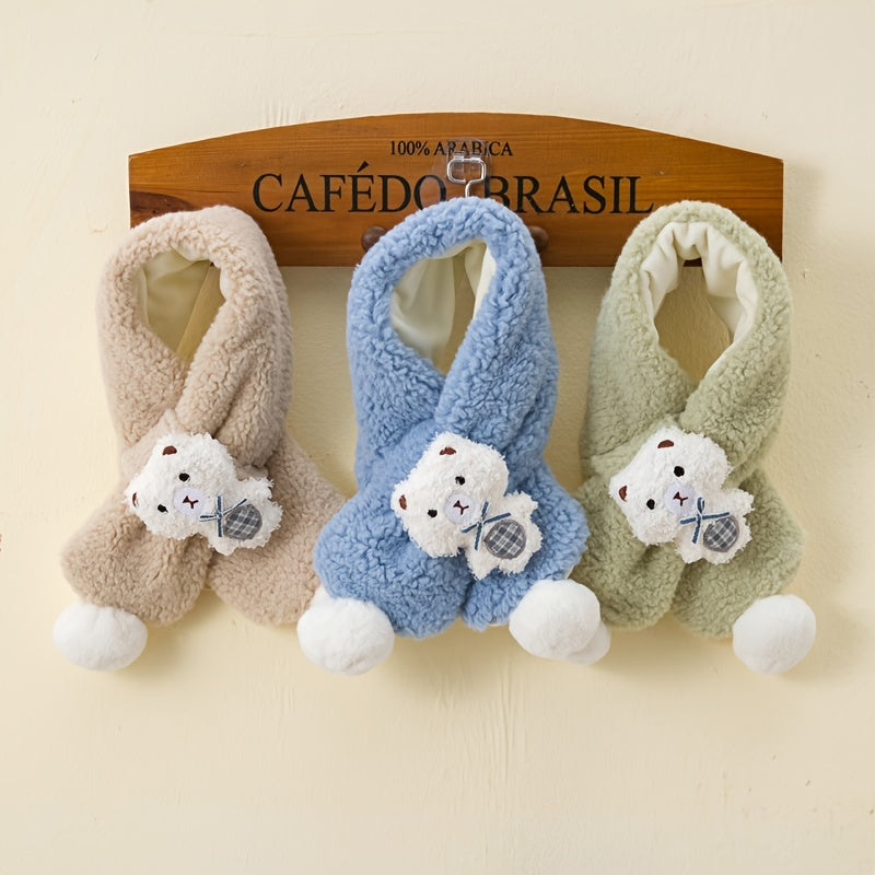 Girls Plush Bear Neck Scarf for Winter Christmas