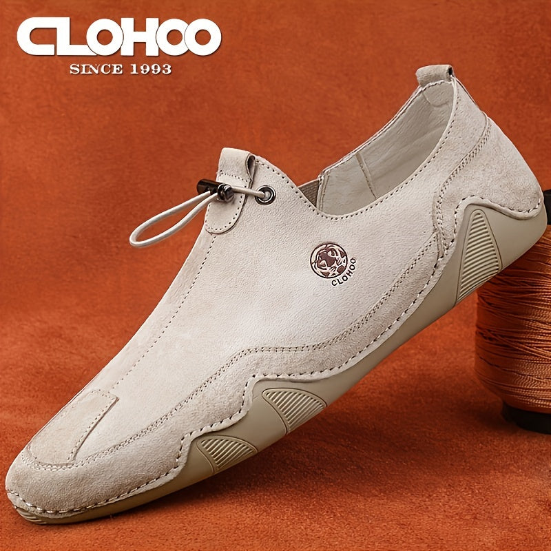 CLOHOO Men's Slip On Shoes Khaki Grey