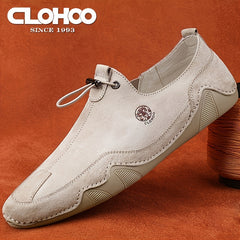 CLOHOO Men's Slip On Shoes Khaki Grey