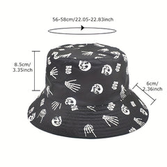 Men's Skull Print Bucket Hat Double Sided Basin Hat Spring Summer