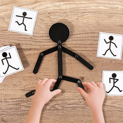 Educational Wooden Man Toy for Kids, Creative Pattern Sports Intelligence Toy