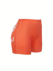 Letter Print Skinny Shorts Yoga Casual Summer Shorts Women's Clothing