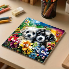 Adult Coloring Book Dog Flower Bush 20 Page Relaxing Art Stress Relief Gift