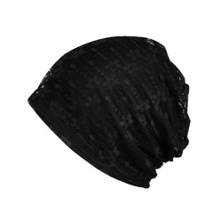 Lace Flower Embroidery Cotton Beanie Chemo Hats