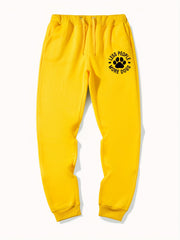 Dog Lover Graphic Drawstring Joggers Men's Sweatpants