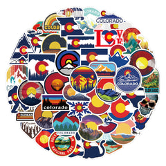 50PCS Waterproof Colorado State Map Stickers for Luggage Helmets & Laptops