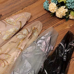 Soft Lace Fabric Butterfly Sequin Dress Fabric Wedding Evening Curtain 51in 36in