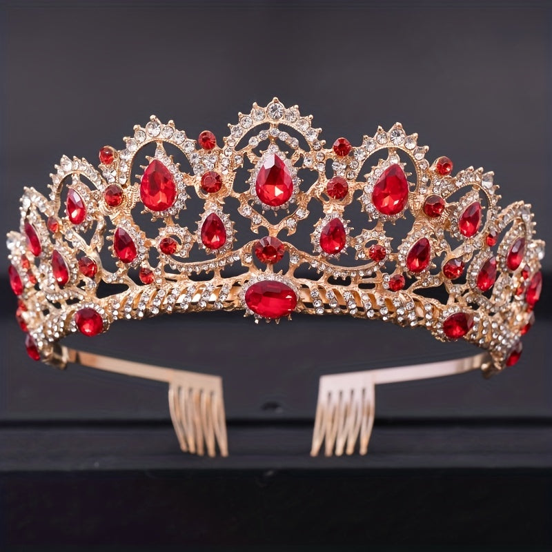 Baroque Crystal Crown Tiara Rhinestone Wedding Tiaras Women Prom Crowns