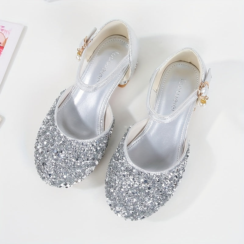 Sequin High Heeled Sandals for Girls - Party Wedding Dress Shoes