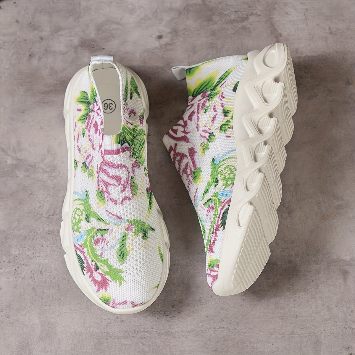 Floral Print Non slip Sneakers Lightweight Comfortable