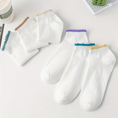 6 Pairs Essential Short Socks with Colorful Trim