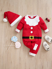 Christmas Santa Claus Baby Romper Hat Infant 2pcs Set
