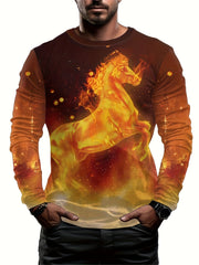 Horse 3D Print Men's Long Sleeve T-shirt for Autumn