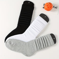 3 Pairs Solid Socks Comfy & Breathable All match Socks Women's Stockings