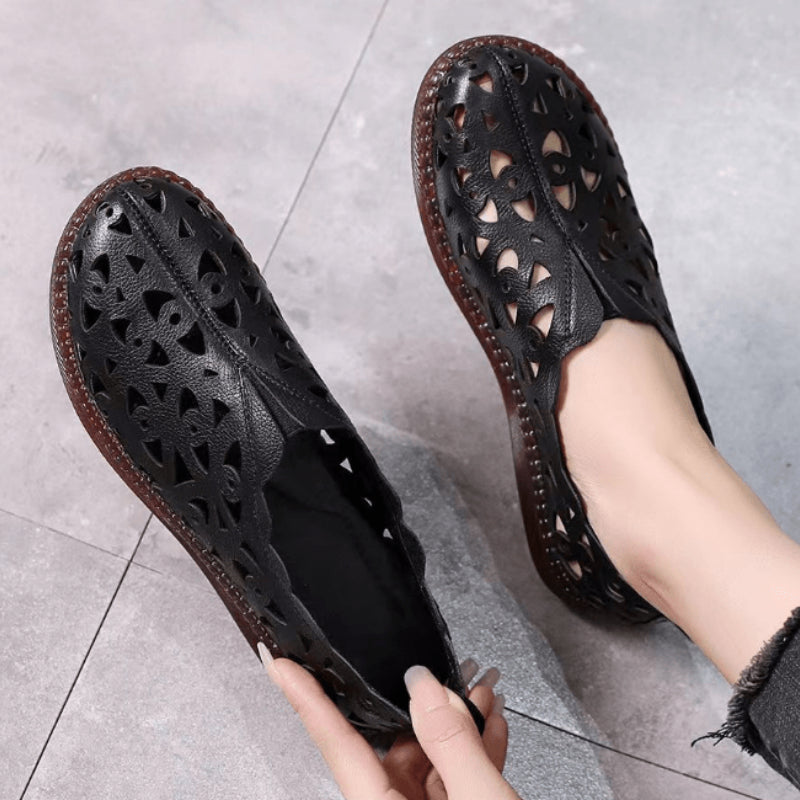 Women's Hollow Out Flat Sandals Soft Sole Slip On Loafers