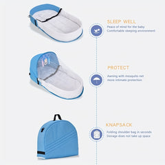 Portable Baby Travel Cot with Mosquito Net - Indoor & Outdoor Carry Cot