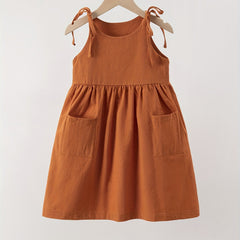 Cute Toddler Girls' Sleeveless Dress with Pockets