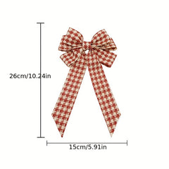 Plaid Streamer Bow Hair Clip Embroidery Sweet Headwear