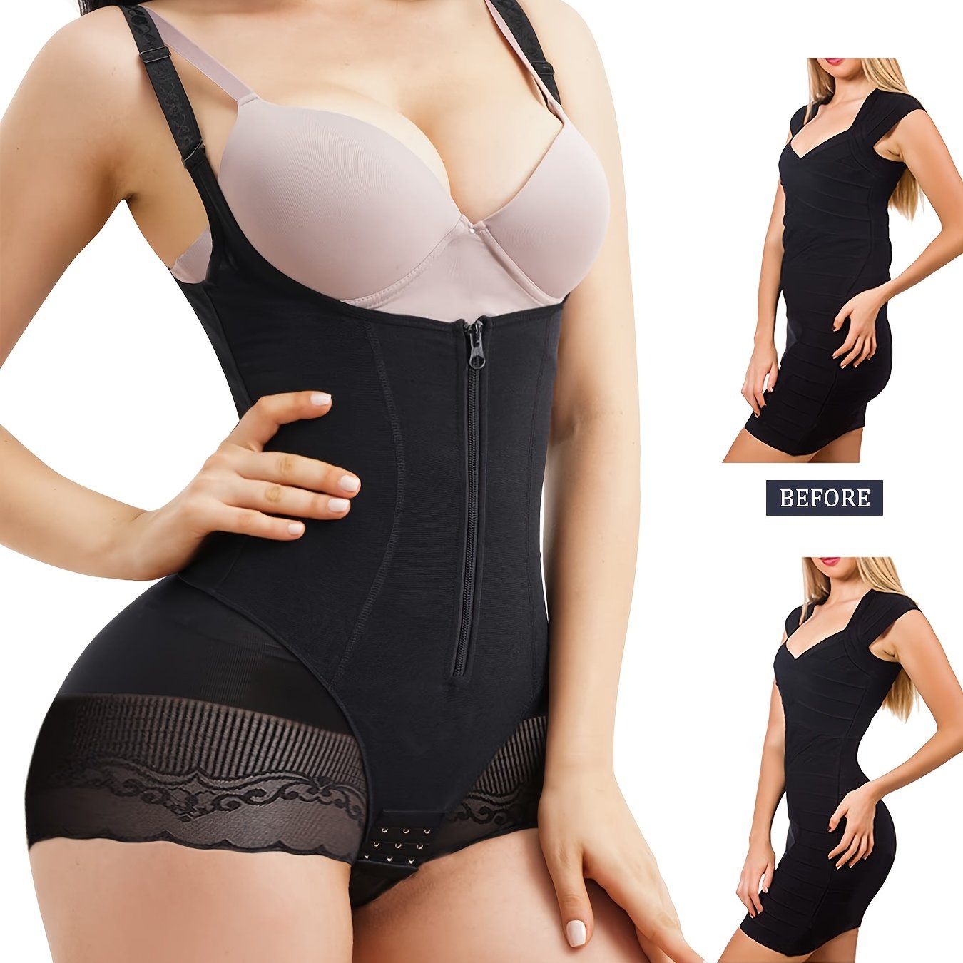 Lace Stitching Shaping Bodysuit Tummy Control Butt Lifting Body Shaper