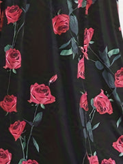Floral Print Long Sleeve Plus Size Maxi Dress with Belt