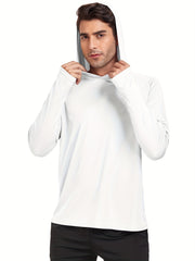 Men's Long Sleeve Hooded T Shirt Lightweight for Running Fishing Hiking