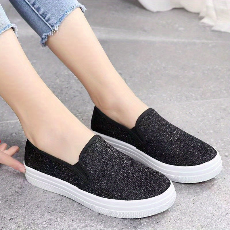 Women's Slip-On Canvas Sneakers Lightweight Low Top Casual Shoes