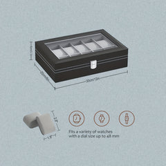 12 Slot Gray Watch Storage Box PU Leather Wrapped