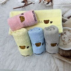 Embroidered Cartoon Pattern Cotton Face Washing Towel 25x9in 1pc