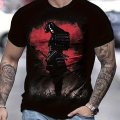 Warrior Pattern Print Men's Short Sleeve T-shirt