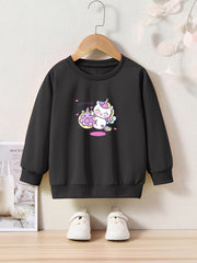 Adorable Unicorn Graphic Crew Neck Long Sleeve Sweatshirt for Kids