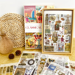DIY Retro Journal Stickers Kit - Literary & Artistic Floral Butterfly Materials