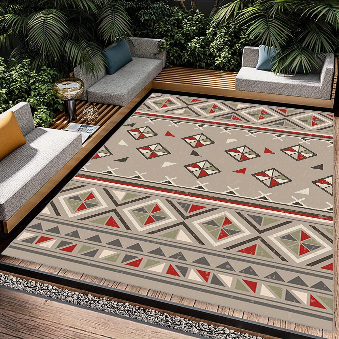 Modern Geometric Kitchen Rug Soft Faux Sheepskin Floor Mat