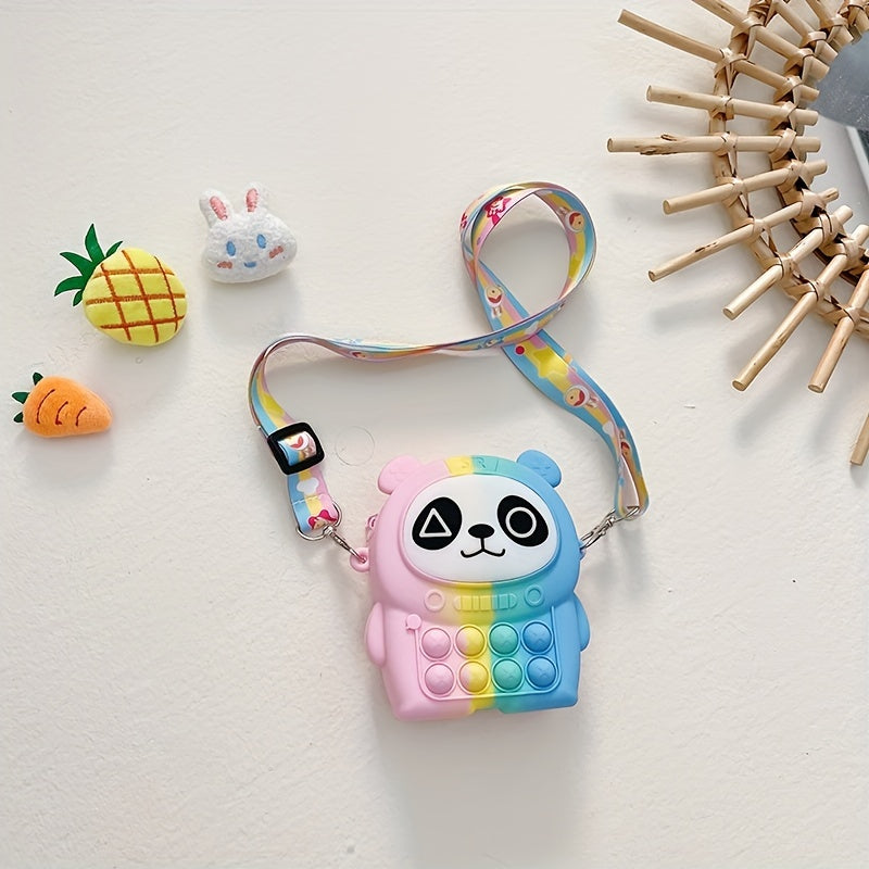 Cartoon Pattern Silicone Bubble Pop Crossbody Bag For Kids
