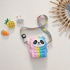 Cartoon Pattern Silicone Bubble Pop Crossbody Bag For Kids