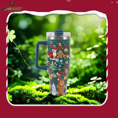 40oz Christmas Pattern Water Bottle Portable Insulated Cup