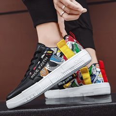 Men's Cartoon Print Skate Shoes With NICE FAITH Patch