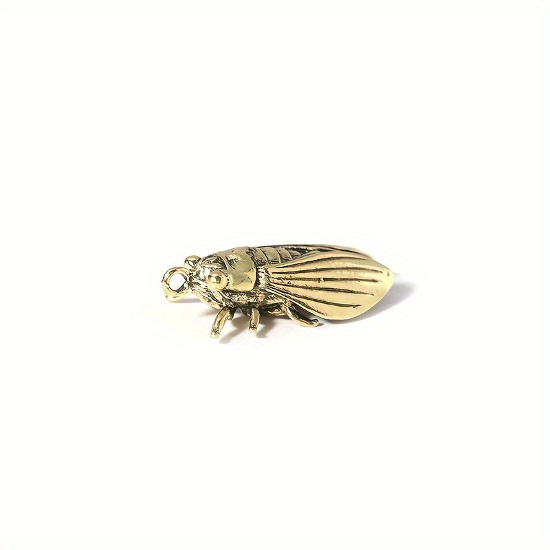 Brass Cicada Casting Statue Mini Animal Metal Figurine Keychain Ornament