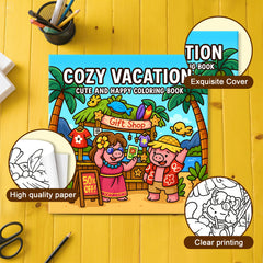 Tropical Beach Adult Coloring Book - 24 Pages of Summer Fun Scenes