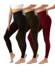 3pcs High Waist Tummy Control Fitness Pants Quick Dry Running Yoga Hip Lifting