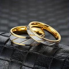 Diagonal Batch Flower Couple Ring