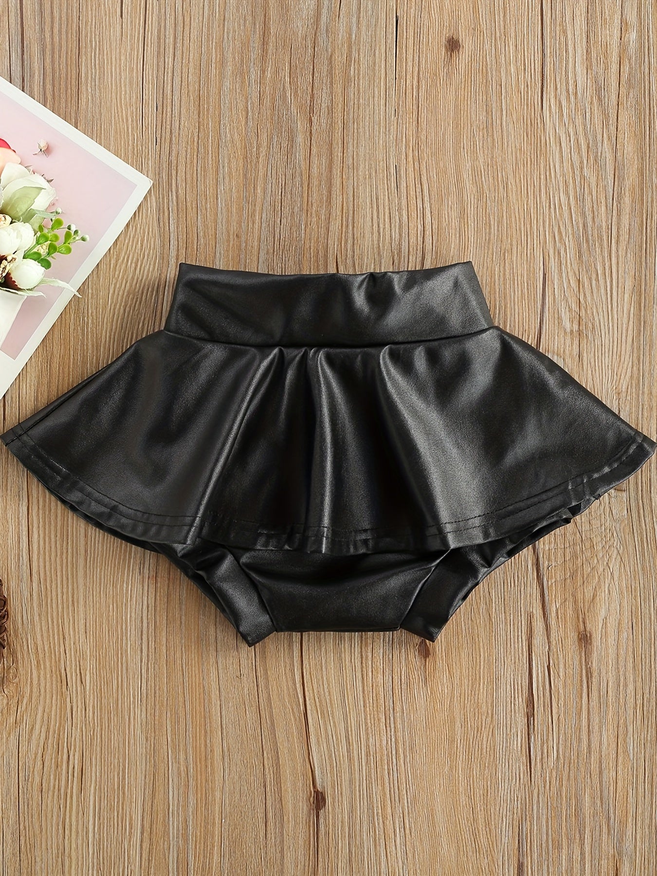 Baby Girl Pleated Skirt Girls PU Leather Skirt Toddler Tutu