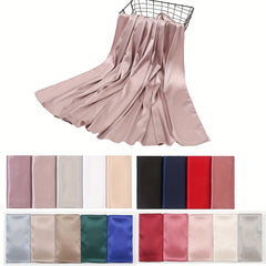 Satin Scarf Hijab Solid Shawl Head Wrap Sunscreen Turban Beach Towel