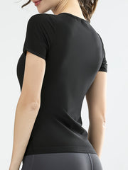 Short Sleeve Sweat Absorbing Workout T Shirt with Zipper Front