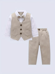 Boys Gentleman Suit Formal Shirt Vest Pants Set