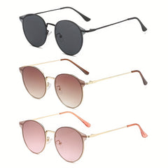 Round Metal Sunglasses Casual Gradient Glasses UV400