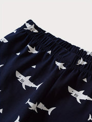 Toddler Boys Shark Graphic Pajamas Set Long Sleeve Top & Pants Sleepwear