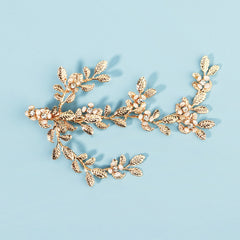 Crystal Flower Leaf Headband for Bride
